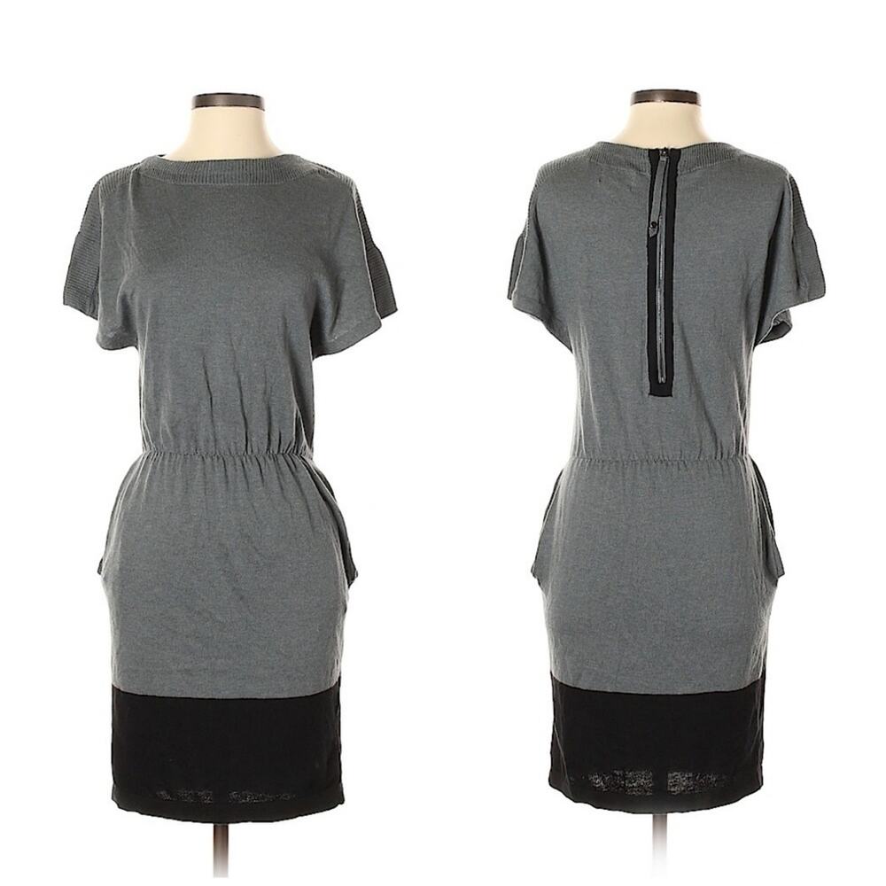 EUC! SHAE Y2K Gray & Black Two-Tone Sweater Dress w/ Side Pockets Size XS